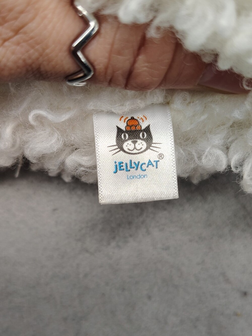 Jellycat Cream Curly Sheep Plush with Blue JellyCat Bag - Picture 3 of 16